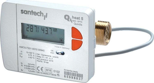 Heat Meter Santech Santech Qheat5 Qp 1.5 M3/h Dn15 Supply Qh5k-000-00-0 Temperature Sensor 3/4'' Cross-section