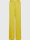 Women's High-waisted Fabric Trousers in Regular Fit Yellow