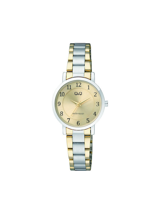 Q&Q Watch with Gold Metal Bracelet