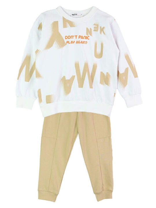 Nek Kids Wear Kids Sweatpants Set White 2pcs