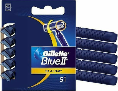 Gillette Blue2 Slalom Disposable Razors Single Use with 2 Blades 5pcs