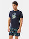 Minerva Men's Summer Cotton Pajamas Set Marine