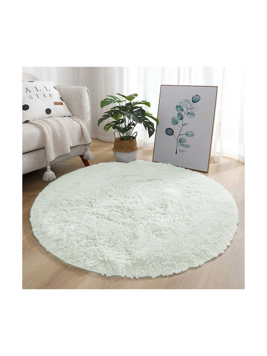 Strado Carpets Rug Round Shaggy White