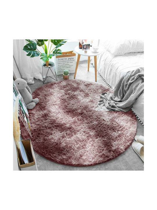 Strado Carpets Rug Round Shaggy Ombrepurple (pink)