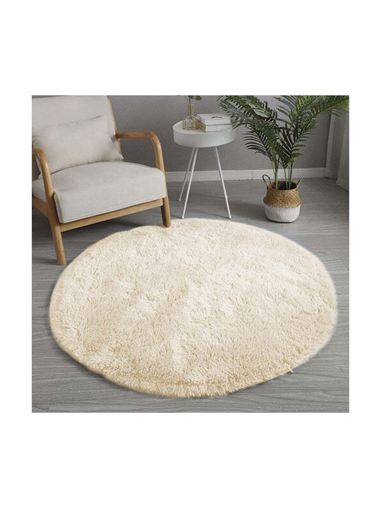 Strado Carpets Rug Round Shaggy Beige