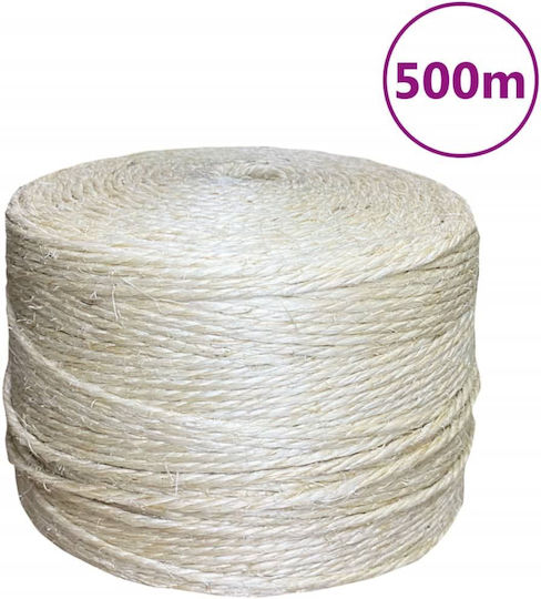 vidaXL Σχοινί Verdreht 4mm 500m Sisal 5kg