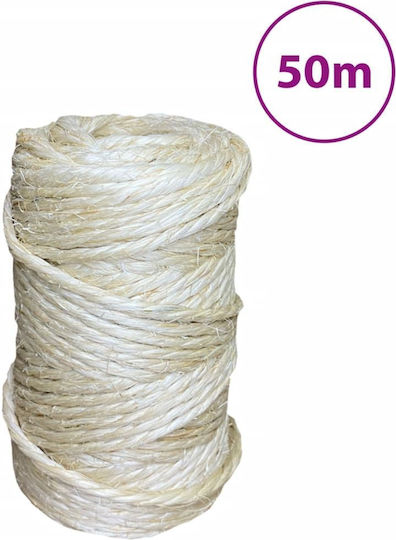 vidaXL Σχοινί Verdreht 4mm 50m Sisal 0.5kg