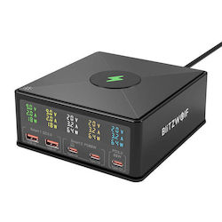 BlitzWolf Stație de încărcare cu 2 porturi USB-A și 3 porturi USB-C 160W Încărcare rapidă 3.0 în culoarea Negru (868H)