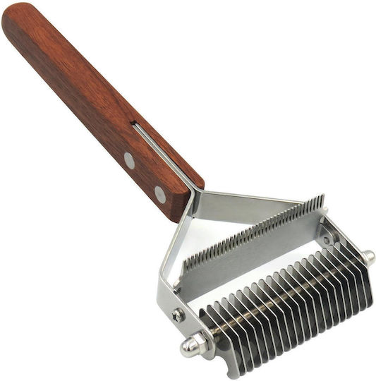 Pet Wooden Handle Dual-Purpose Stainless Steel Comb Pet Hair Removal Comb Ds-Y075
