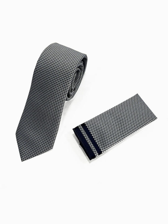 Life Style Butiken Men's Tie Set Printed in Gray Color