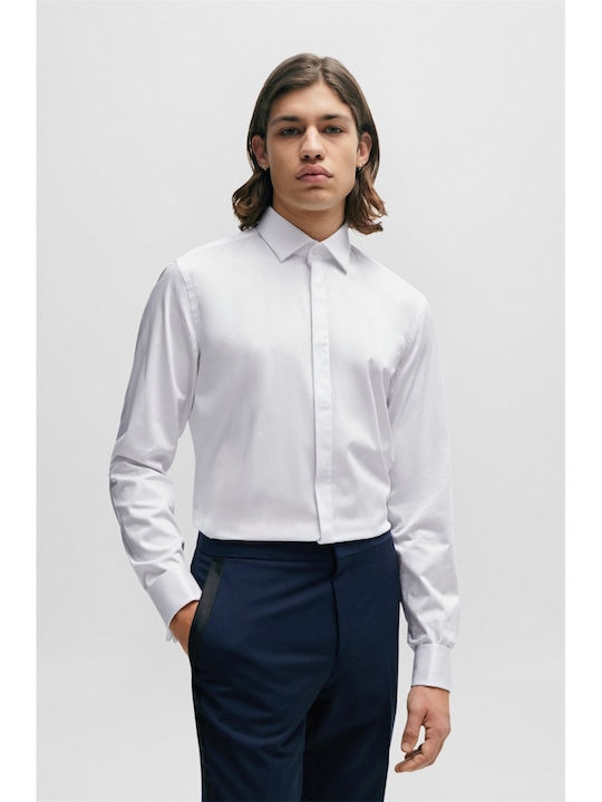 Hugo Boss Cămașă Bărbătească Monocrom White