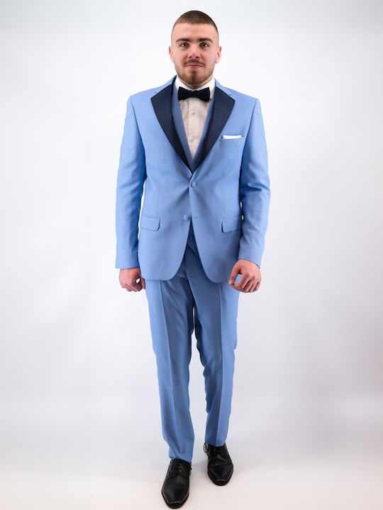 Herrenanzug mit Weste Sky Blue