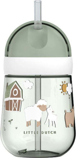 Little Dutch Εκπαιδευτικό Ποτηράκι Καλαμάκι 300ml Little Farm Απαλό Πράσινο