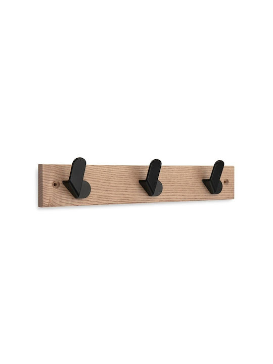 Inofix Wall Hanger Wooden 3 Hooks Beige 36x5.1x6.8cm