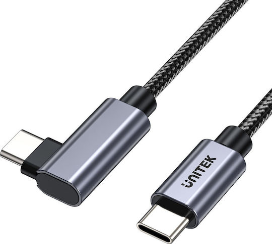 Unitek Angle (90°) USB 2.0 Cable USB-C Male - USB-C 100W PD Black 3m C14123BK-3M