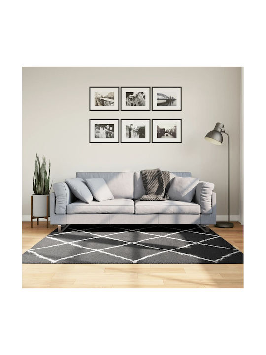 vidaXL Rug Rectangular Shaggy Black and cream