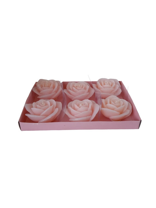 Etoile Lumânare Aromată Τριανταφυλλα cu Aromă Rose Roz 6x3buc 6buc