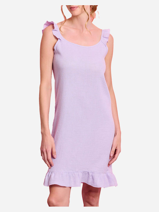 Jeanette Summer Cotton Women's Nightdress Lilac