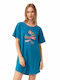 Minerva De vară Pentru Femei De bumbac Bluză Pijamale Albastră