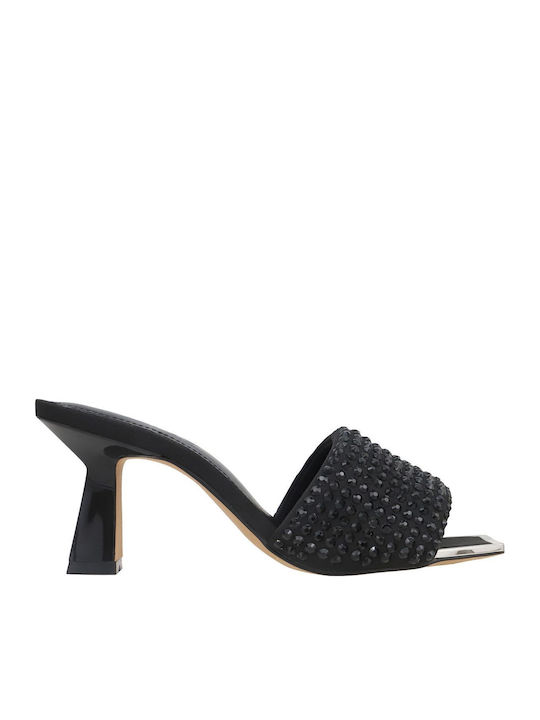 Keena Mules with Chunky High Heel in Black Color