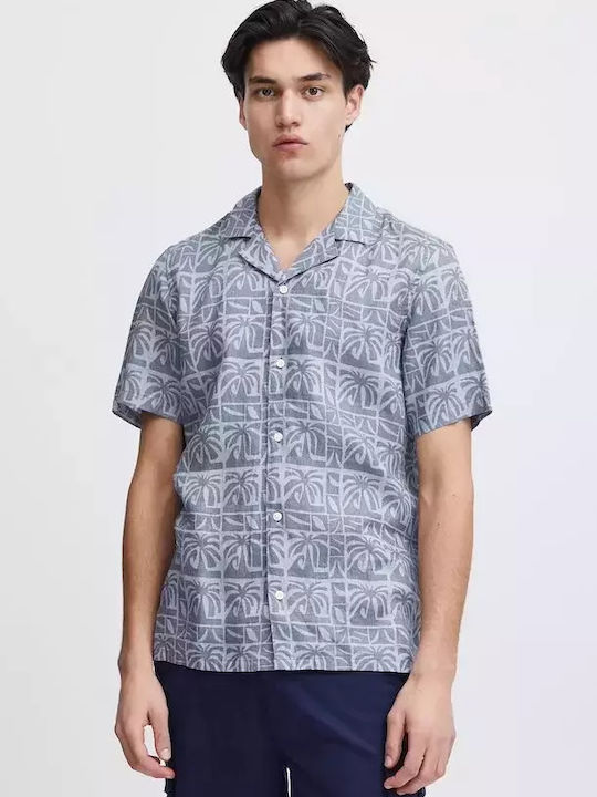 Casual Friday Short-sleeved Linen Shirt Blue