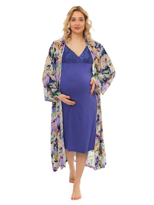 Monamise Νυχτικό Εγκυμοσύνης & Θηλασμού Μπλε