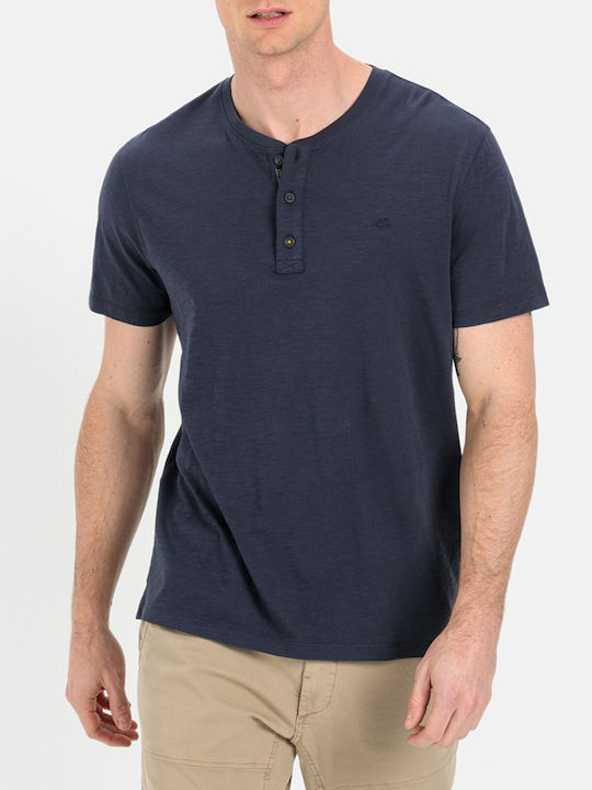 Camel Active Men's Short Sleeve T-shirt with Buttons DarkBlue