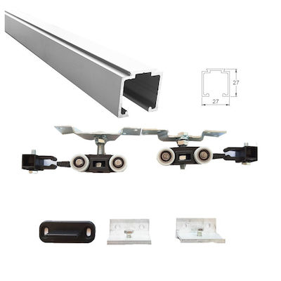 Sliding Door Mechanism (Aluminum Rail and Hardware Set) Niko-Helm Hellas 80 with Length 200cm for External Sliding Door with Leaf Weight up to 80kg