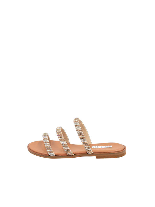 Sofia Manta Leder Damen Flache Sandalen in Tabac Braun Farbe