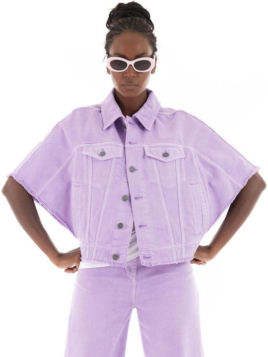 Kurz Damen Jeansjacke Lavender -