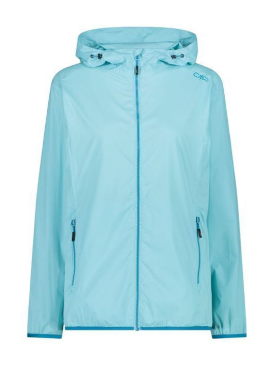 CMP Women's Short Lifestyle Jacket Waterproof for Winter with Hood Acqua