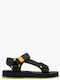 Women's Flat Sandals with Strap in Black Color
