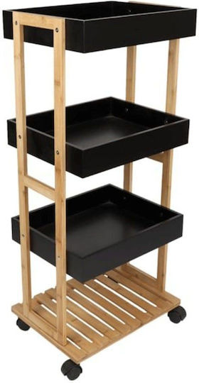 Ankor Wooden 4-Tier Black Trolley