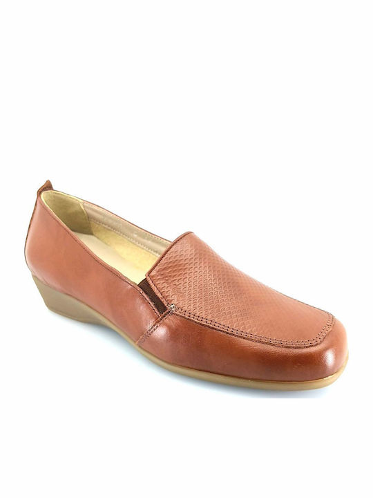 Leather Women's Moccasins in Tabac Brown Color