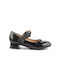 Kids Patent Leather Ballerinas with Hoop & Loop Closure Black