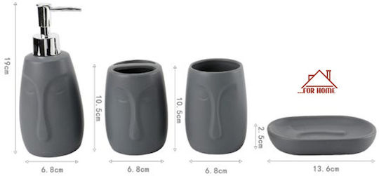 ForHome Бански Комплект Аксесоари Порцелан Сив 4 Бройки