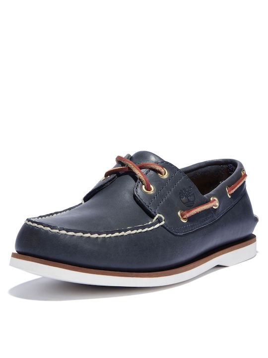 Timberland Δερμάτινα Ανδρικά Boat Shoes σε Μπλε Χρώμα