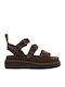 Gryphon Quad Women's Flat Sandals with Strap in Brown Color