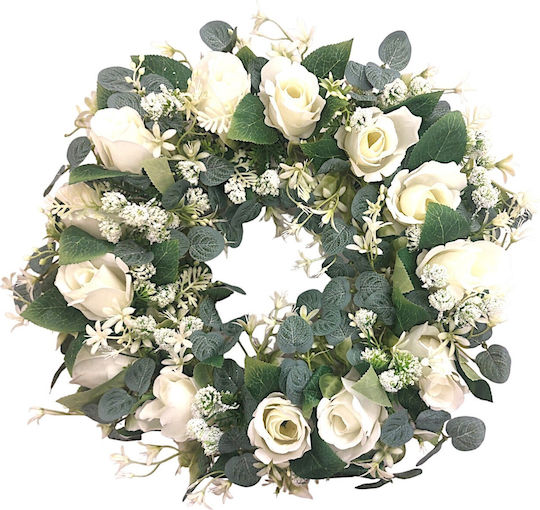 Wreath of Artificial Plants Rose White 45cm
