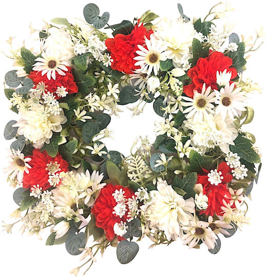 Kranz aus künstlichen Pflanzen Chrysantheme Rot 45cm