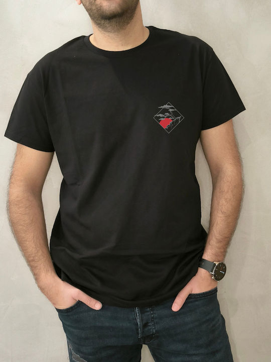 BUNQRN T-shirt Bărbătesc cu Mânecă Scurtă Black