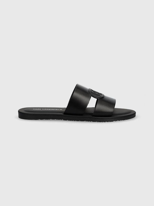 Karl Lagerfeld Leather Women's Flat Sandals in Black Color