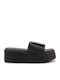 Sandale Casual Damă Flatforme Din Piele Negru
