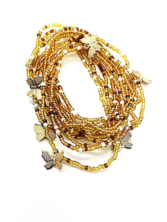 Xx09802 3 Stück Gold Frauen Knöchel Armbänder Mini Perlen & Schmetterling