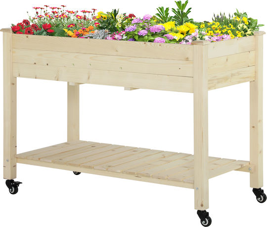 Outsunny Blumenkasten Hölzernes Natural Wood 118x55x83cm.
