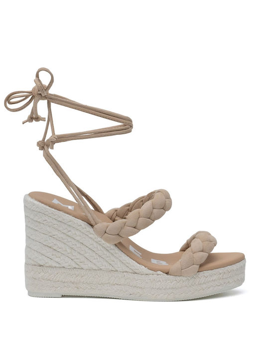 Manebi Women's Suede Platform Espadrilles Beige