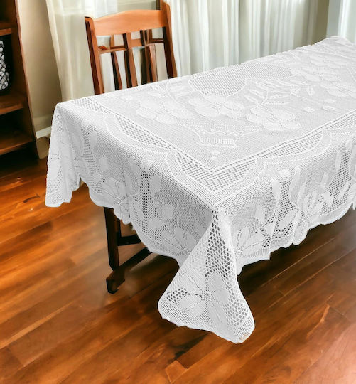 Linea Home Τραπεζομάντηλο Πλεκτό Λευκό 180x180εκ.