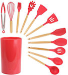 Silicone Cooking Utensil Set Red