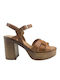 Baroque Leather Women's Sandals Tabac Brown