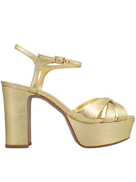 Schutz Leder Damen Sandalen in Gold Farbe